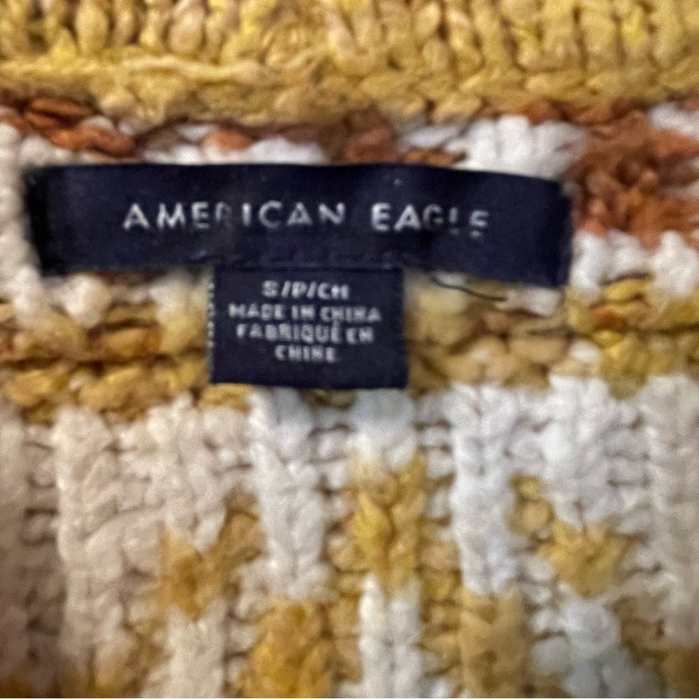 American Eagle Outfitters Mustard Fair Isle Yoke Crewneck Sweater - Picture 6 of 9